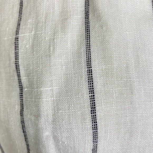 VINTAGE DAVID MICHAELS 100%LINEN WHITE/ BLACK PINSTRIPE BUTTON DOWN CROP BLOUSE - Picture 12 of 13